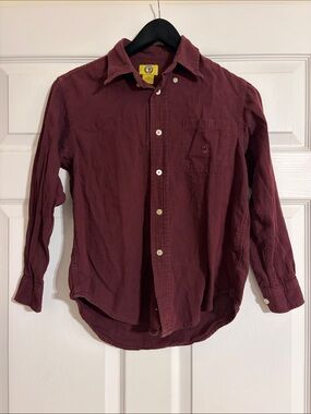 Duck Head Boys Maroon Burgundy Long Sleeve Button Down Shirt Kids Size Medium
